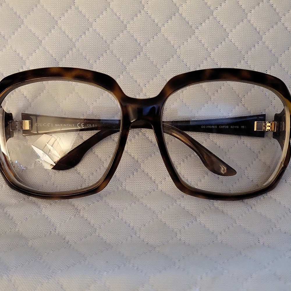 Gucci Black Tortoiseshell Crystal GG Logo Womens Glasses FRAMES ONLY - Picture 2 of 12